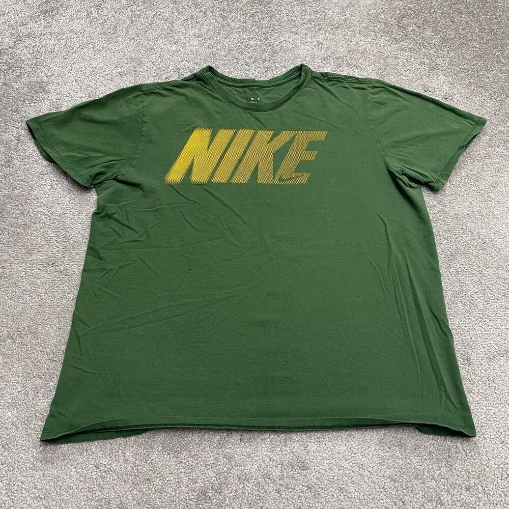 Nike Graphic T-Shirt Mens Large Green Crew Neck Short Sleeve Cotton Casual Tee